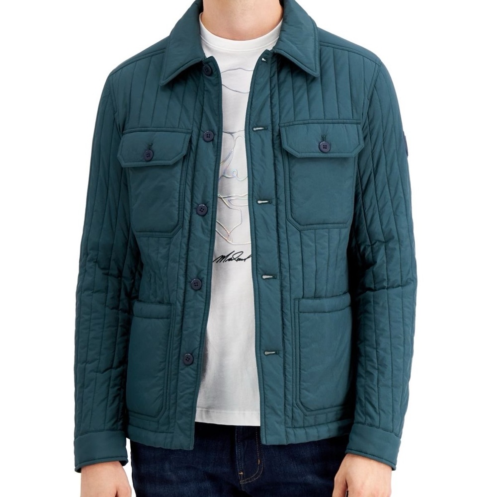 Michael Kors Green Vertical Quilt shirt  Jacket
